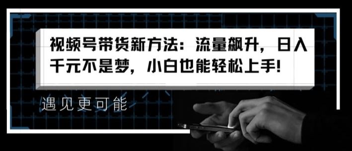 视频号带货新方法：流量飙升，日入千元不是梦，小白也能轻松上手【揭秘】-轻创淘金网