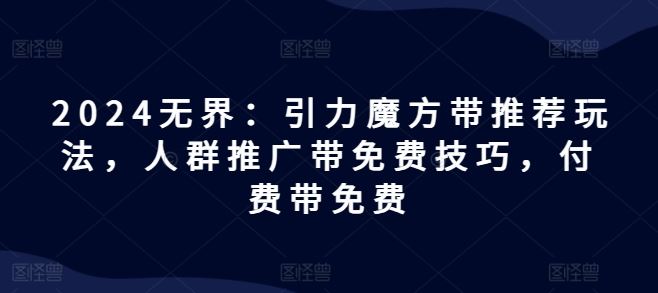 2024无界：引力魔方带推荐玩法，人群推广带免费技巧，付费带免费-轻创淘金网