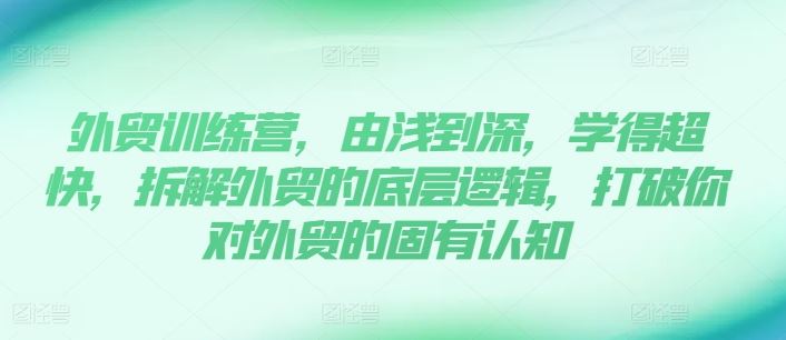 外贸训练营，由浅到深，学得超快，拆解外贸的底层逻辑，打破你对外贸的固有认知-轻创淘金网