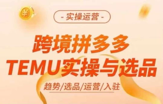 跨境拼多多TEMU实操与选品，多多temu跨境选品运营实操-轻创淘金网