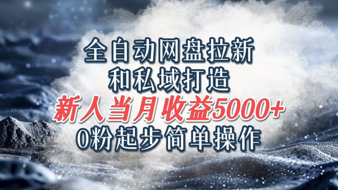 全自动网盘拉新和私域打造，0粉起步简单操作，新人入门当月收益5000以上-轻创淘金网